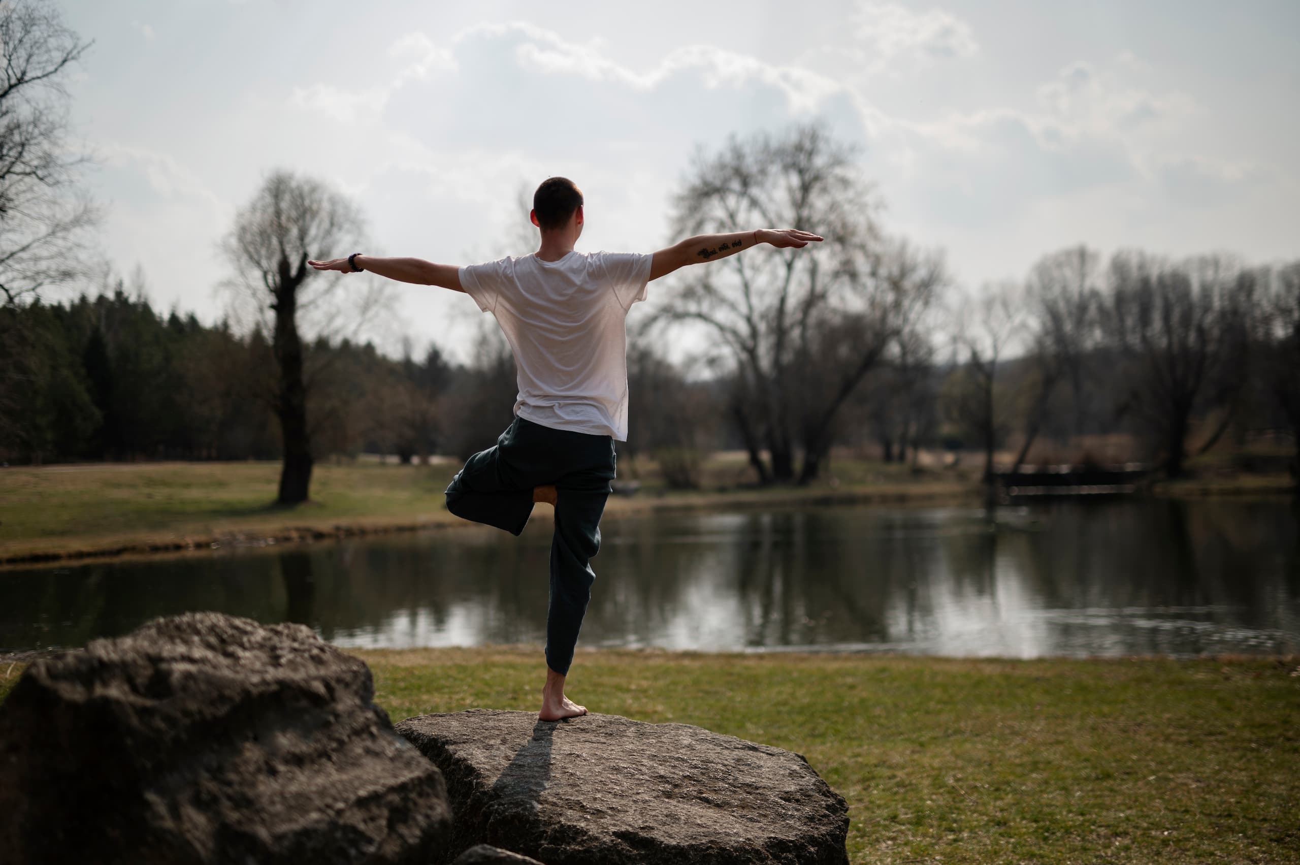 A man standing balanced.