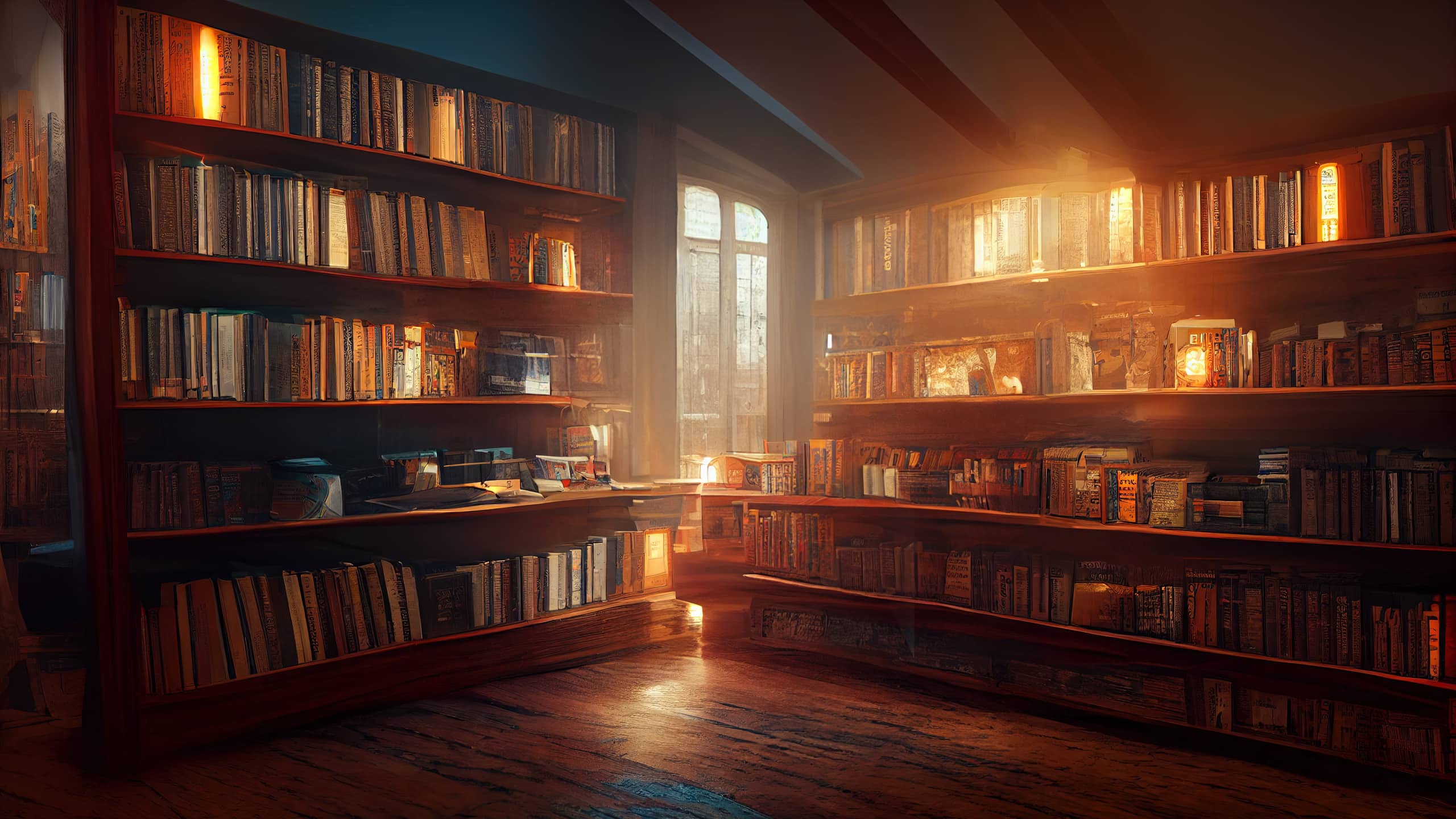 Shelf with different books on it.